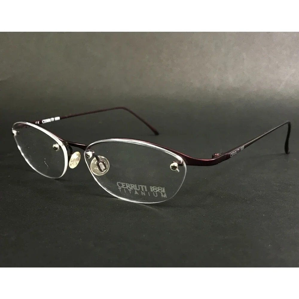 Cerruti 1881 Eyeglasses Frames C1233 B Shiny Purple Half Rim Titanium 52-16-135